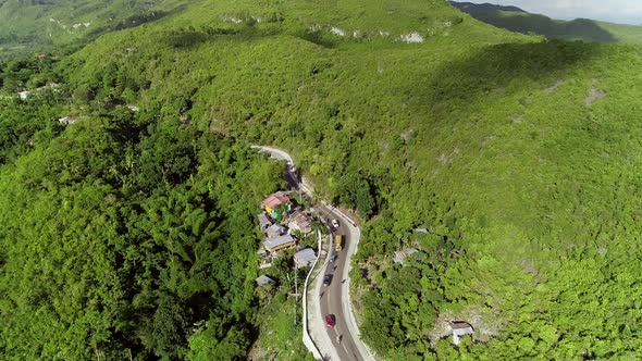 Aerial view of road in Carcar City, Philippines.