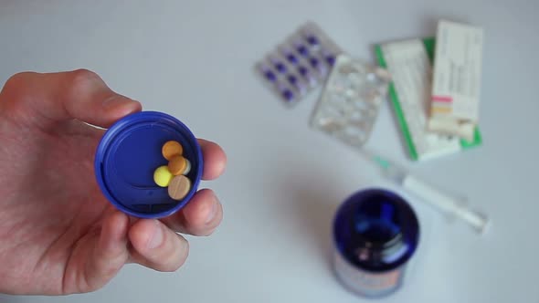 Patient Swallowing Pills, Taking Medication, Tablets, Healthcare