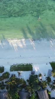 Vertical Video Boats in the Ocean Near the Coast of Zanzibar Tanzania