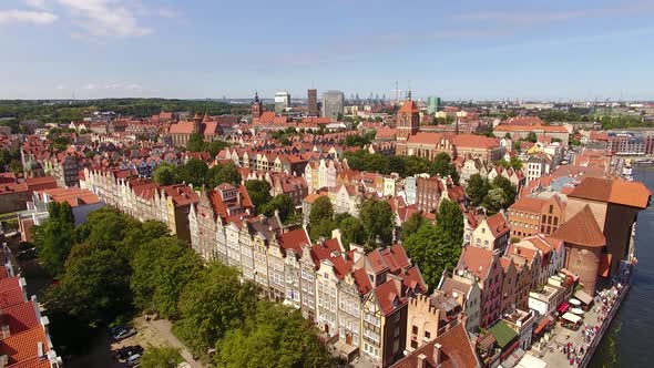 Aerial view of the old town of Gdansk, Poland