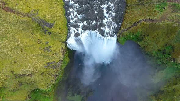 Above View of Skogafoss Waterfall, Iceland