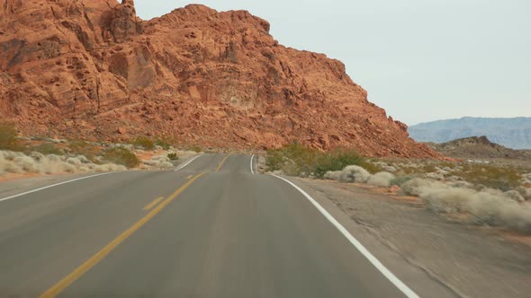 Road Trip Driving Auto in Valley of Fire Las Vegas Nevada USA