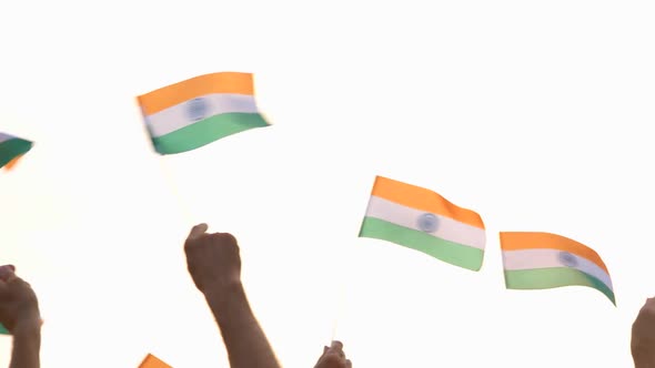 Hands Waving the Flags of India