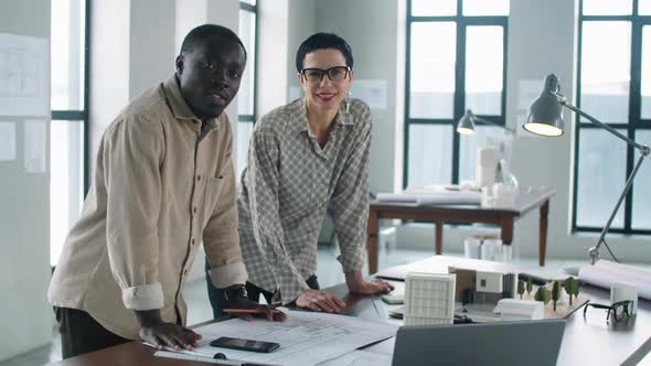 Portrait of Multiethnic Male and Female Architects in Office