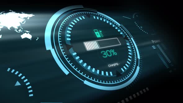 Electric car charging display on dashboard