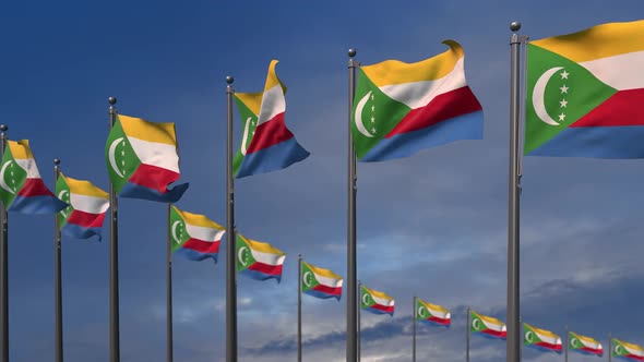 The Comoros Flags Waving In The Wind  - 2K