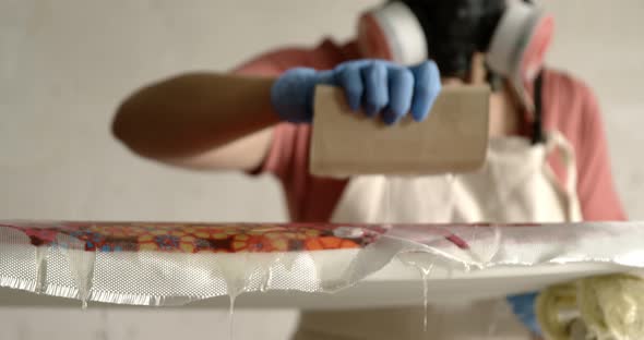 Woman making surfboard 4k