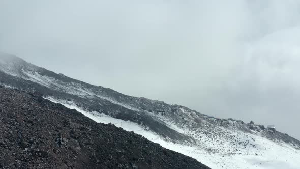 Aerial Motion Above Rock Slopes To Tourist Gara-bashi Station