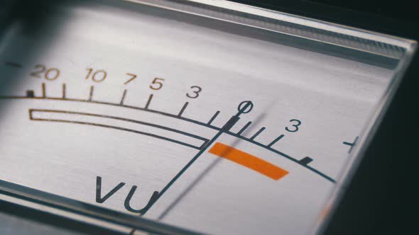 Analog Signal Indicator with Arrow. Meter of the Audio Signal in Decibels.