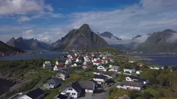 Aerial View of Reine on Lofoten Islands in Norway