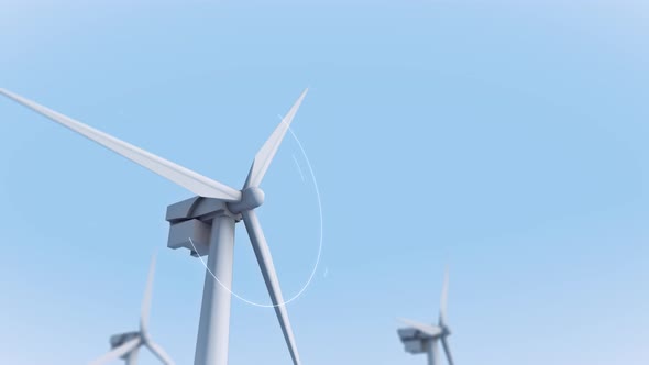 3d Models Of Turbines With Spinning Propeller On Light Blue Background