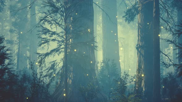 Fantasy Firefly Lights in the Magical Forest