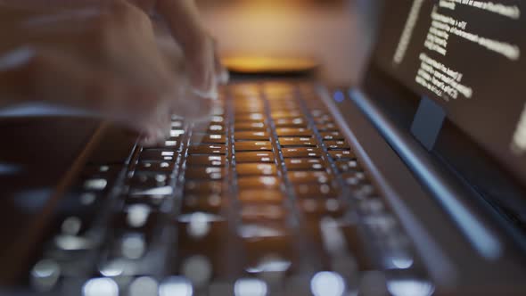 Timelapse of Hands of Woman Writing Computer Code on Laptop at Night