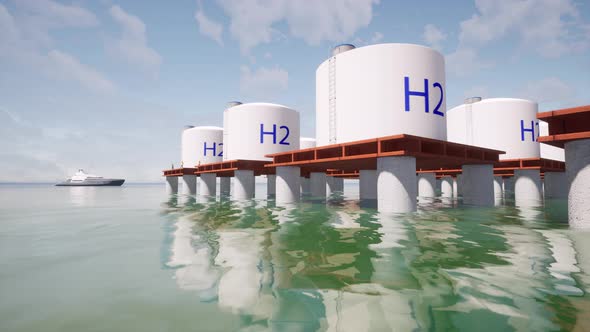 Platforms in the Ocean Hydrogen H2 Sea
