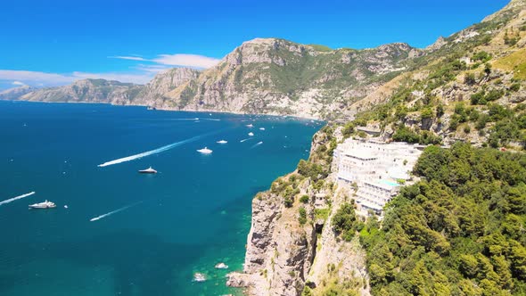 Amazing Aerial View of Beautiful Amalfi Coast in Summer Season Italy