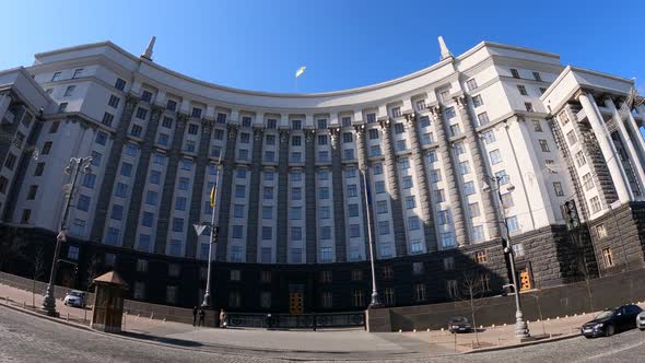 Government Building of Ukraine in Kyiv  Cabinet of Ministers Slow Motion