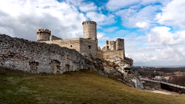 The old castle ruins of Ogrodzieniec fortifications.