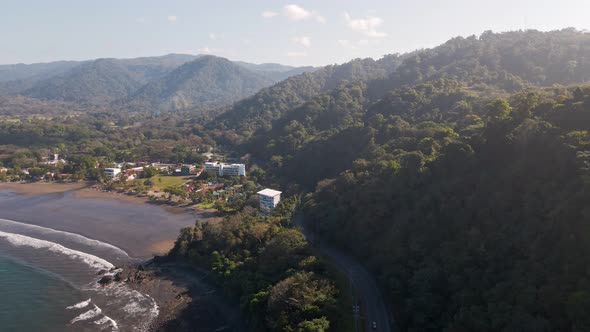 Beautiful coastal town of Jaco, surrounded by lush jungle mountains and beaches on the Central Pacif