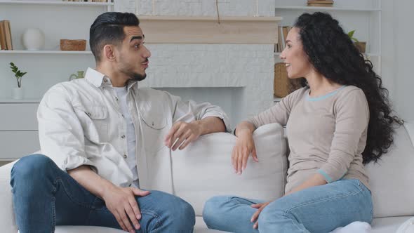 Hispanic Couple Friends Husband and Wife Spanish Man and Spaniard Woman Married Spouses Sitting on