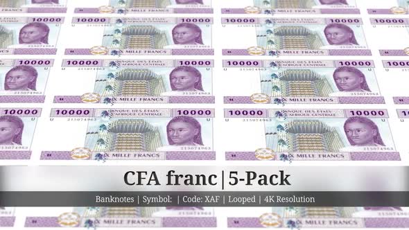 CFA franc | Central African States Currency - 5 Pack | 4K Resolution | Looped