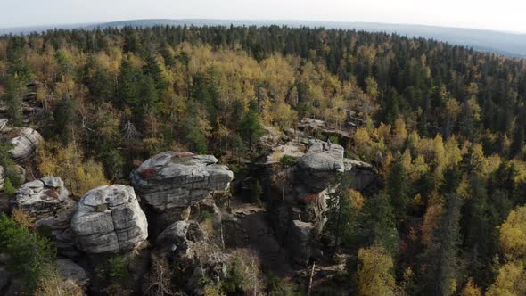 Panorama of Rocky Mountains Among the Forest