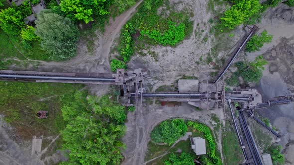 Aerial Flight Over the Quarry of Sand and Stone