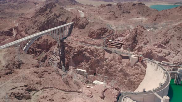 Unique Hydrotechnical Construction on the Boarder of Nevada and Arizona States, USA. Aerial View. 