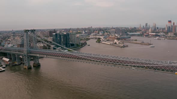 Aerial view of the Williamsburg Bridge in New York