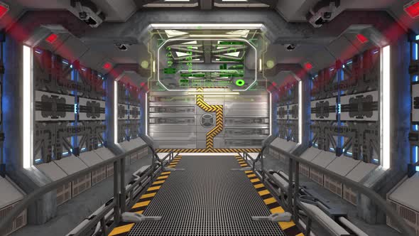 Spaceship Corridor Loop with HUD Display