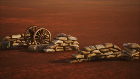 Gun Behind Sandbags During the U.S. Civil War