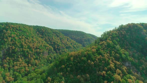 Aerial Video of Clouds Mountains Forest and Mountain River