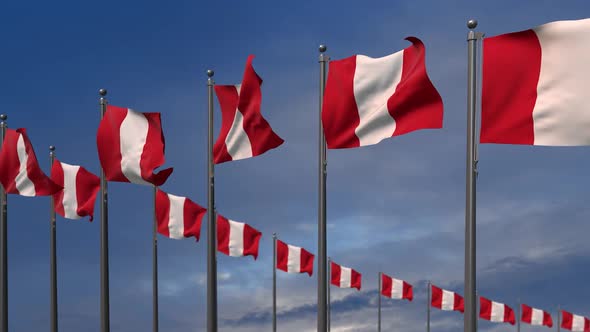 The Peru  Flags Waving In The Wind  2K