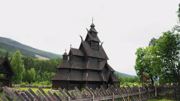 Historic And Wooden Structure Of Gol Nye Stave Church At Daytime In Gol, Buskerud in Viken County, N