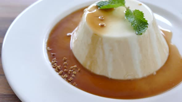 Sweet panna cotta dessert