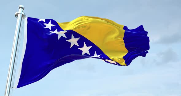 Bosnia and Herzegovina Republic Flag Waving loop 4K