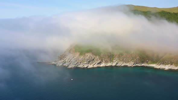 Mystical Island Askold Shrouded in Morning Mist