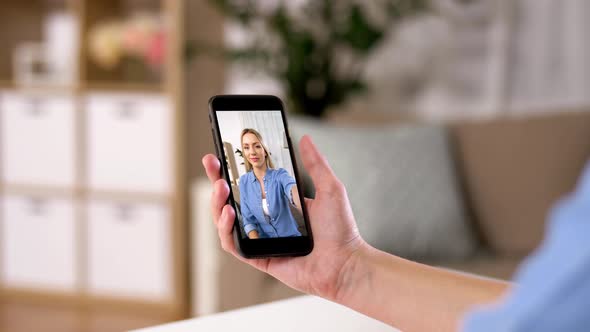 Woman Having Video Call on Smartphone at Home