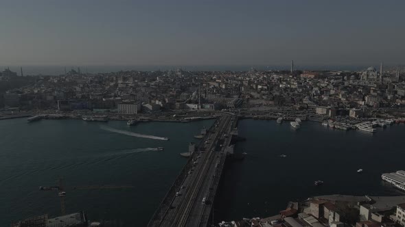 aerial Galata Bridge of istanbul