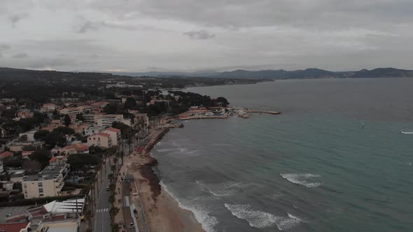 Aerial view on the bay of Cote d'Azur and La Ciotat village, France