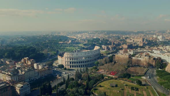 Roman Colosseum and nearby Parco del Colle Oppio