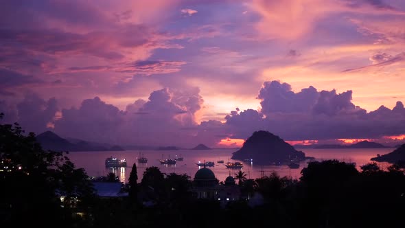 Sunset from Labuan Bajo a fishing town located at the western end of Flores