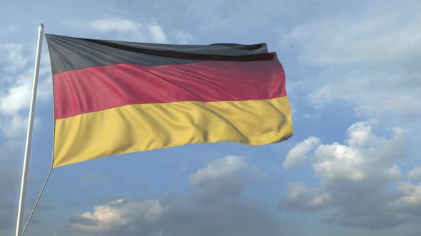 Airliner Flying Over Waving Flag of Germany alt