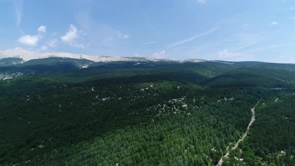Around Mont Ventoux in Provence in France from the sky