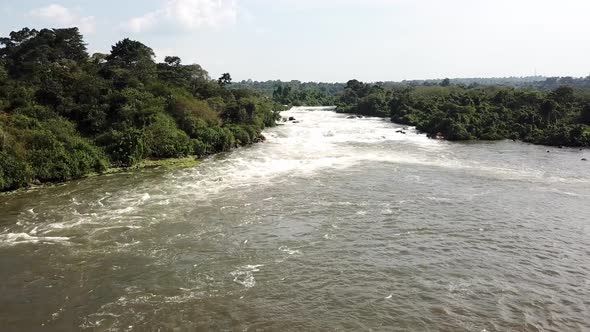 drone view of the beautiful Nile River in Jinja, Uganda (Victoria Lake)
