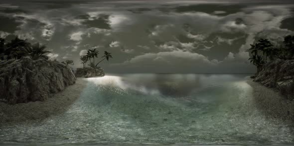 VR 360 Soft Twilight of the Amazing Tropical Marine Beach alt