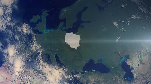 Realistic Earth Zoom Highlight Country Poland