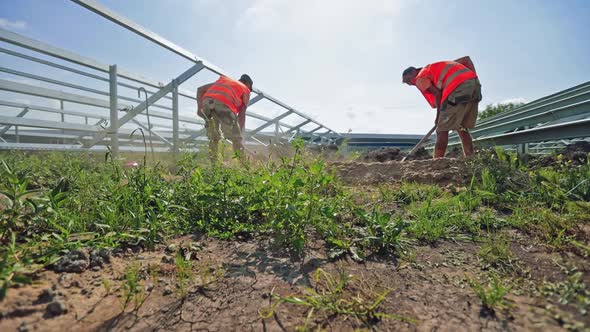 Solar panels installation process. Installing of solar photo voltaic panel system