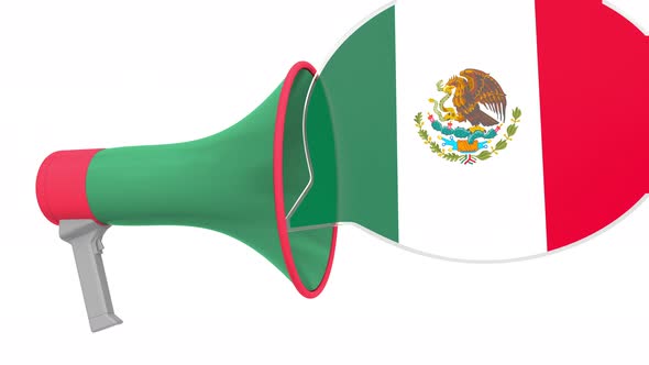 Loudspeaker and Flag of Mexico on the Speech Balloon