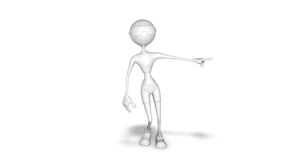 Cartoon 3D Man Dance  Looped on White