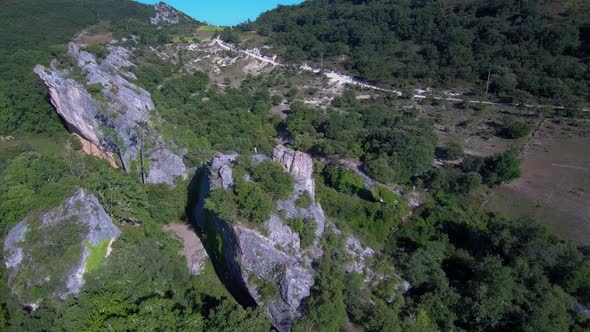 This is an aerial recording of the top of a mountain in Spain, with a drone in 4k.